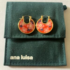 Ana Luisa Pink Floral “Hana” 14k gold enamel earrings